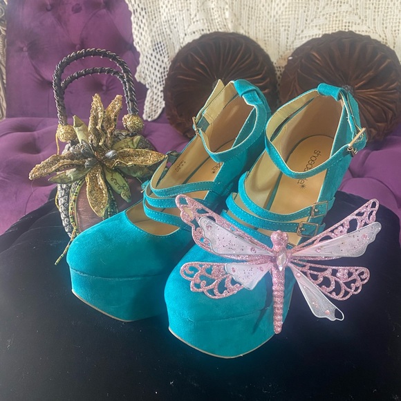 Shoe Dazzle Shoes - Shoe Dazzle teal 5inch dress shoes, Worn once